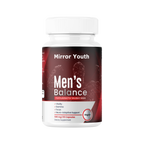 Mirror Youth Men's Balance plant-based testosterone support supplement bottle featuring vitality, stamina, focus, and neuro-adaptive support with 90 vegan capsules for modern male wellness