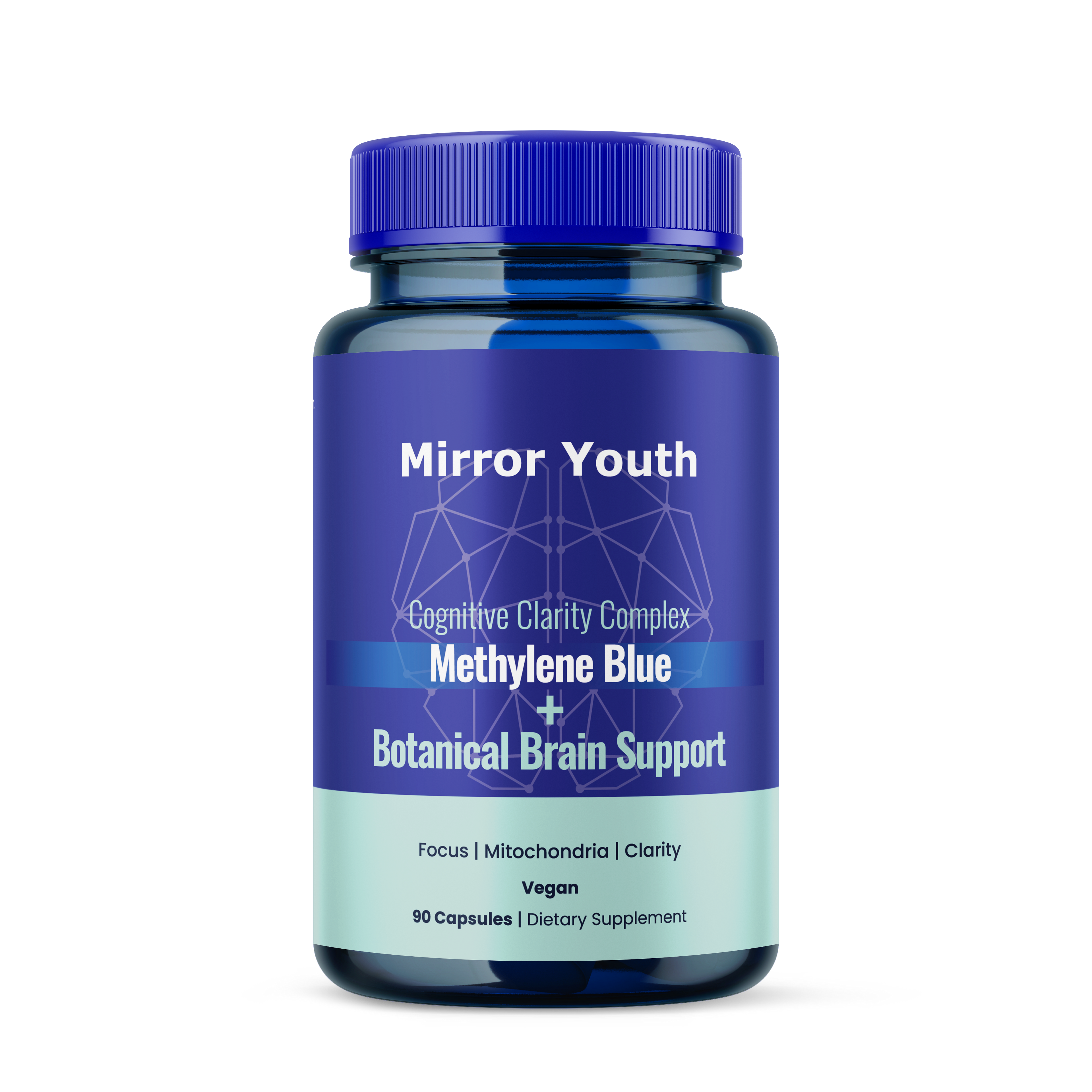 Methylene Blue Brain Supplement bottle with USP grade formula